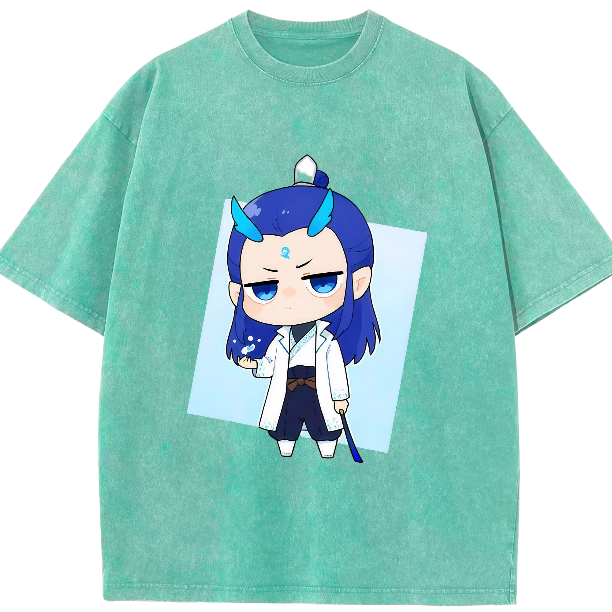 （画像用） Ne Zha 2 ナタ 魔童の大暴れ 綿100% ヴィンテージ風 半袖Tシャツ（フロントプリント）